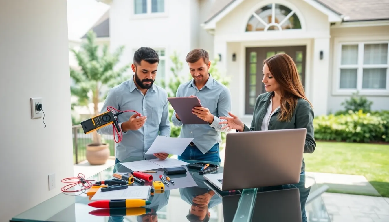 professionals conducting home maintenance check in a well-kept environment.